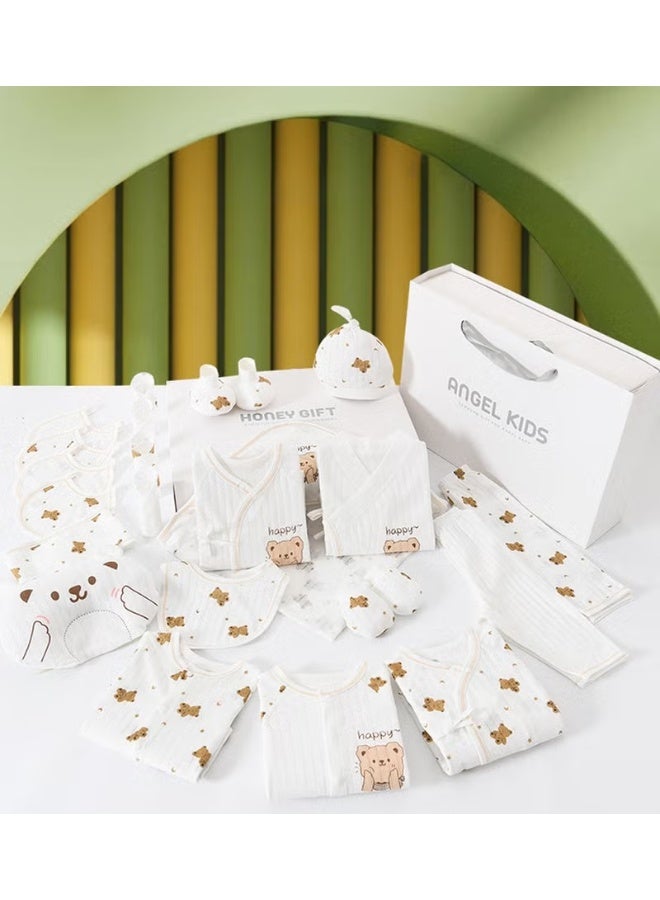 هوكور 26PCS حديث الولادة هدية مجموعة، حديث الولادة Layette هدية مجموعة للأولاد والبنات، الأطفال الملابس الأساسية اكسسوارات مع بطانية الطفل، 100٪ القطن الممتاز، للربيع الصيف الخريف الشتاء - Image 3