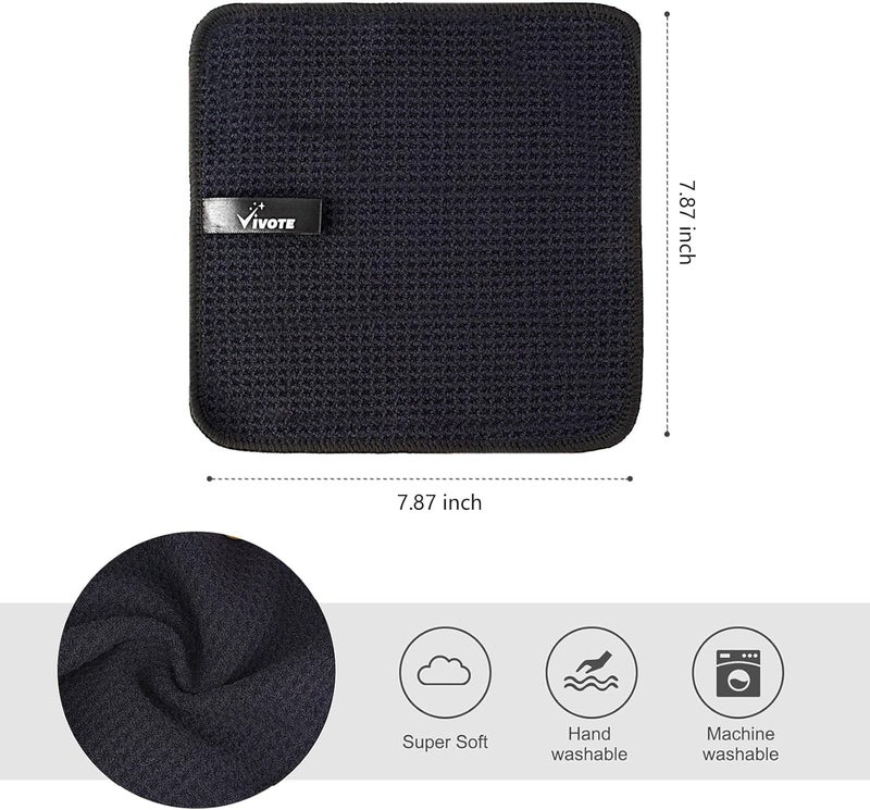 VIVOTE 12pack Microfiber Cloth Barista Cloth Black Waffle Tea Towel Dishcloths Washable Kitchen Rags Thick Household Cleaning Cloths No Lint 20cm X 20cm - Image 2