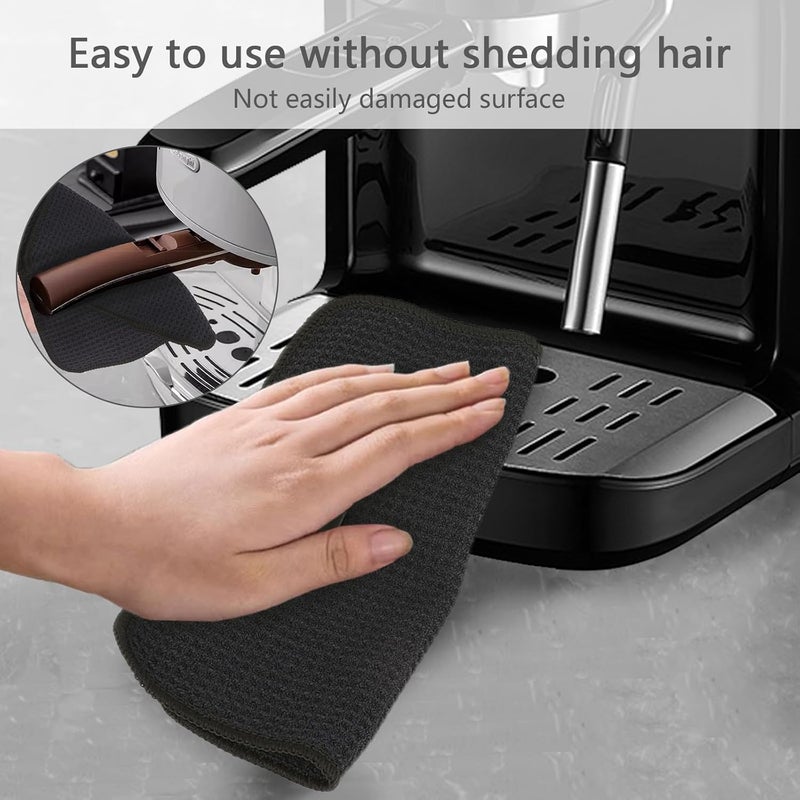 VIVOTE 12pack Microfiber Cloth Barista Cloth Black Waffle Tea Towel Dishcloths Washable Kitchen Rags Thick Household Cleaning Cloths No Lint 20cm X 20cm - Image 5