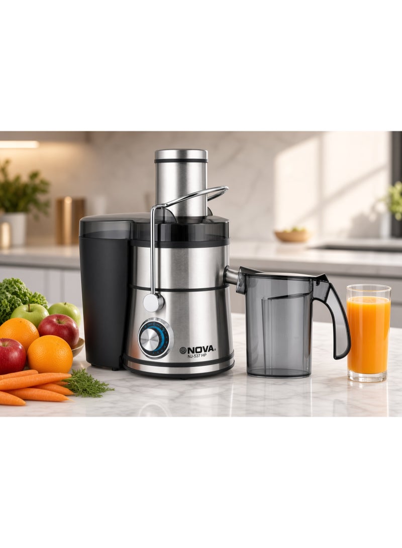 Nova NJ-537 HP 800W Centrifugal Juicer, 2-Speed Electric Juice Extractor with Stainless Steel Body, Powerful Fruit & Vegetable Juice Maker for Fresh Homemade Juices, Smoothies & Everyday Kitchen Use - Image 5