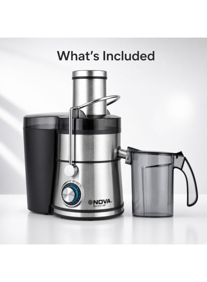 Nova NJ-537 HP 800W Centrifugal Juicer, 2-Speed Electric Juice Extractor with Stainless Steel Body, Powerful Fruit & Vegetable Juice Maker for Fresh Homemade Juices, Smoothies & Everyday Kitchen Use - Image 2