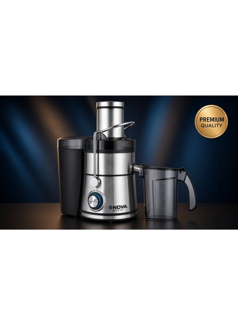 Nova NJ-537 HP 800W Centrifugal Juicer, 2-Speed Electric Juice Extractor with Stainless Steel Body, Powerful Fruit & Vegetable Juice Maker for Fresh Homemade Juices, Smoothies & Everyday Kitchen Use - Image 3