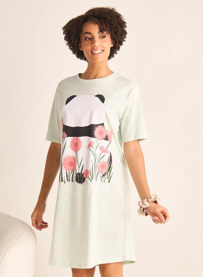 Splash FAV Set of 2 - All-Over Print Cotton Sleepshirt with Short Sleeves