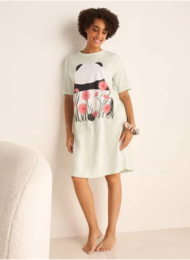 فاف Set of 2 - All-Over Print Sleepshirt with Short Sleeves