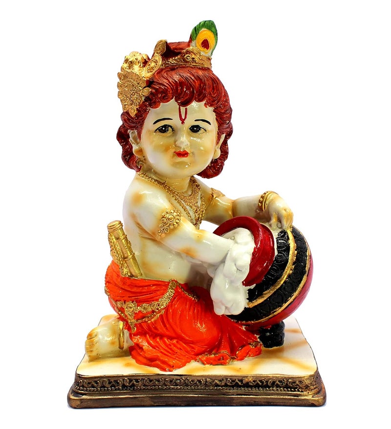 ESPLANADE Resin Krishna Krishan Makhan Chor Murti Idol Statue Sculpture 8 Inches Multicolour - Image 1