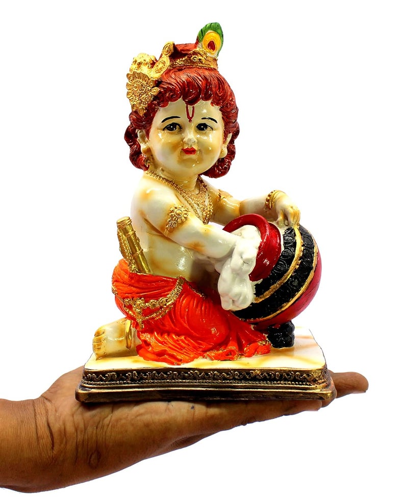 ESPLANADE Resin Krishna Krishan Makhan Chor Murti Idol Statue Sculpture 8 Inches Multicolour - Image 4