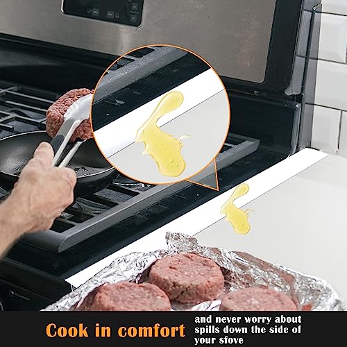 KindGa Silicone Stove Counter Gap Cover by Kindga, 21" Easy Clean Gap Filler Sealing Spills Between Kitchen Counter, Appliances,Stovetop, Oven, Washing Machine, Washer, Dryer Set of 2 (White) - Image 3