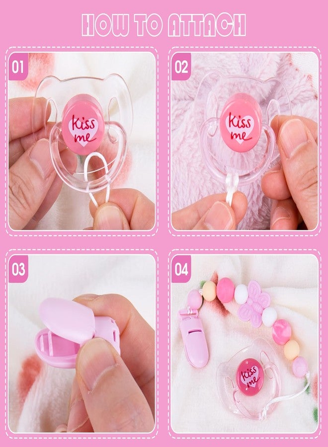 Aori Pacifier Clips for Rebron Baby Dolls Silicone Holders Clips with Magnetic Pacifier -Pink - Image 5