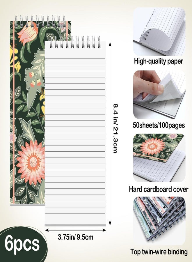 Resurhang 6pcs Hard Cover Skinny Notepads Reporter Notebook Top Bound Spiral Notebook for Work, Shopping List and Class, 8.4 x 3.75 Inch - Image 2