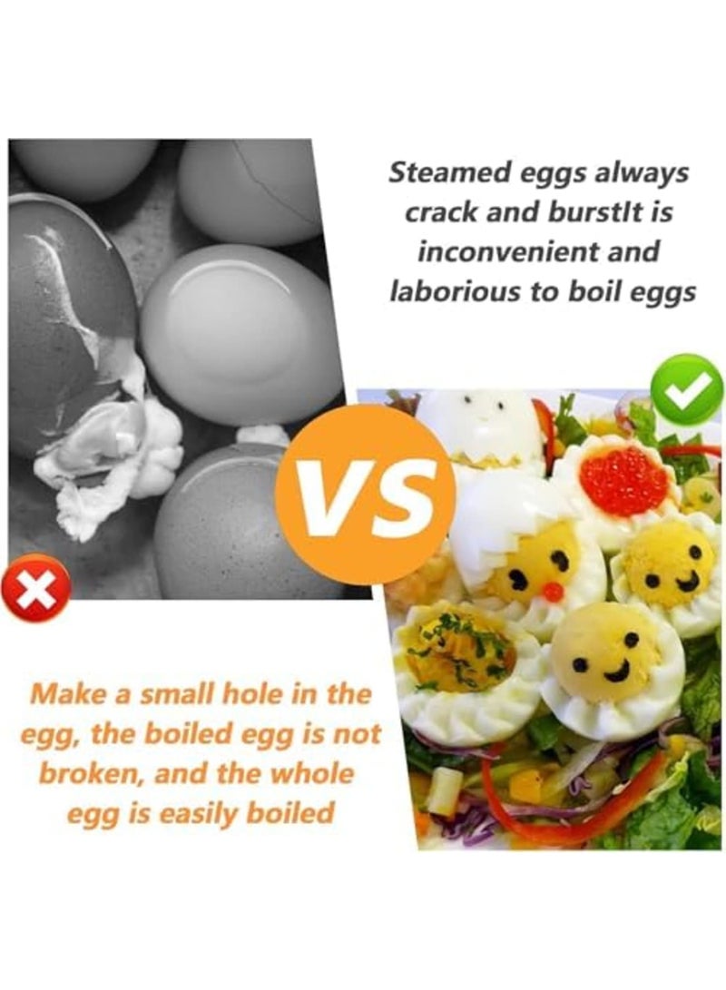 SYOSI أداة ثقب البيض النيء، شوكة من الفولاذ المقاوم للصدأ مع قاعدة قوية ودبوس حاد، أداة تقشير البيض المسلوق، مثقاب البيض للخبز والطهي وتحضير المطبخ (فضي) - Image 5