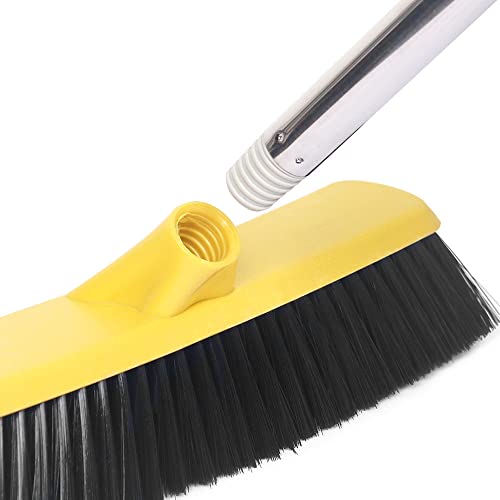 Lanhope Push Broom with Long Handle, Floor Brush 49.6 inch Soft Bristle Broom 12.2" Wide for Cleaning Bathroom Kitchen Patio Garage Deck Tile Floor - Image 4