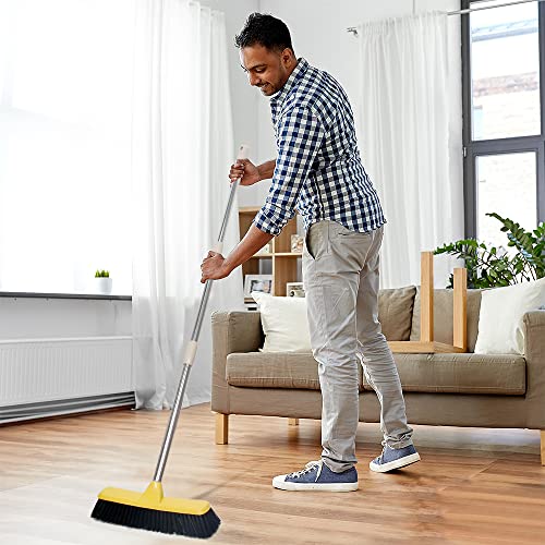 Lanhope Push Broom with Long Handle, Floor Brush 49.6 inch Soft Bristle Broom 12.2" Wide for Cleaning Bathroom Kitchen Patio Garage Deck Tile Floor - Image 5