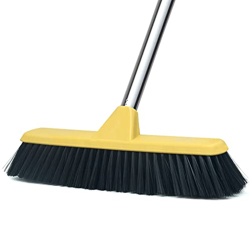 Lanhope Push Broom with Long Handle, Floor Brush 49.6 inch Soft Bristle Broom 12.2" Wide for Cleaning Bathroom Kitchen Patio Garage Deck Tile Floor - Image 1