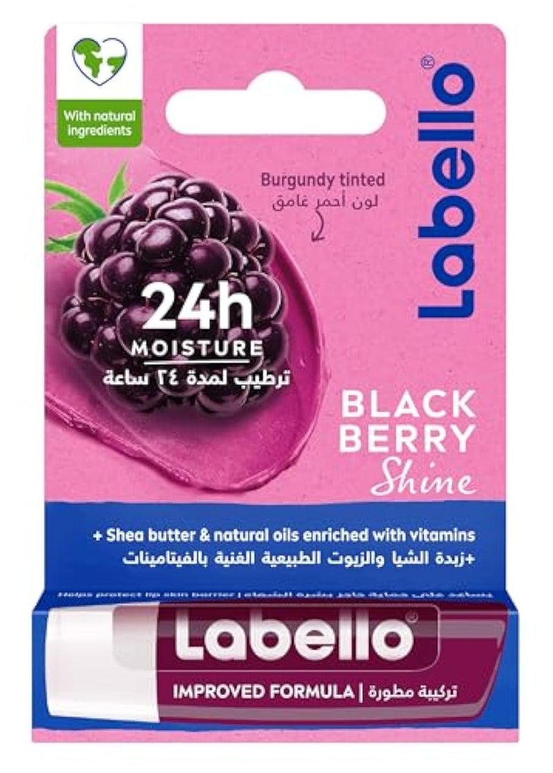Labello NIVEA LABELLO Lip Balm Blackberry Shine, (4.8g) 24H Moisture, with Shea Butter and Natural Oils Enriched with Vitamins, with Natural Ingredients, Mineral Oil Free, Vegan - Image 1