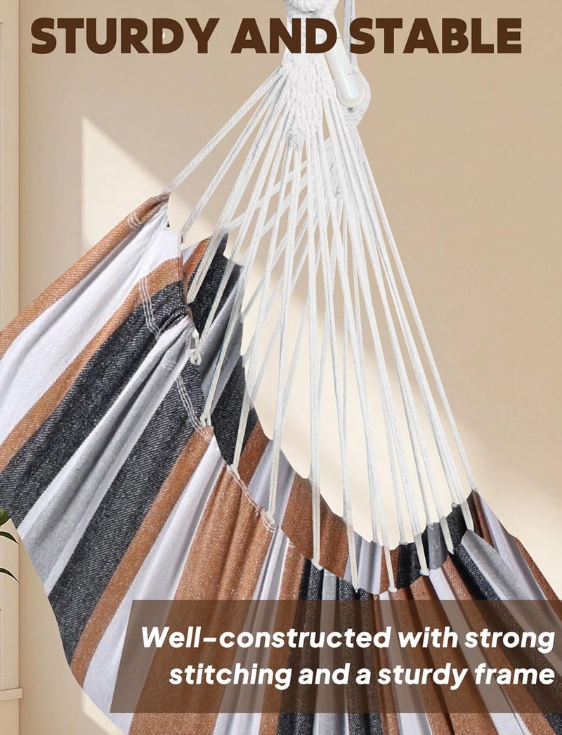 Chihee Hanging Swing Hammock Chair, 2 Cushions, Durable Stainless Steel Extendable Bar, Portable Hanging Chair, Side Pocket, Large Macrame Chair Set, Quality Cotton Fabric - Image 5