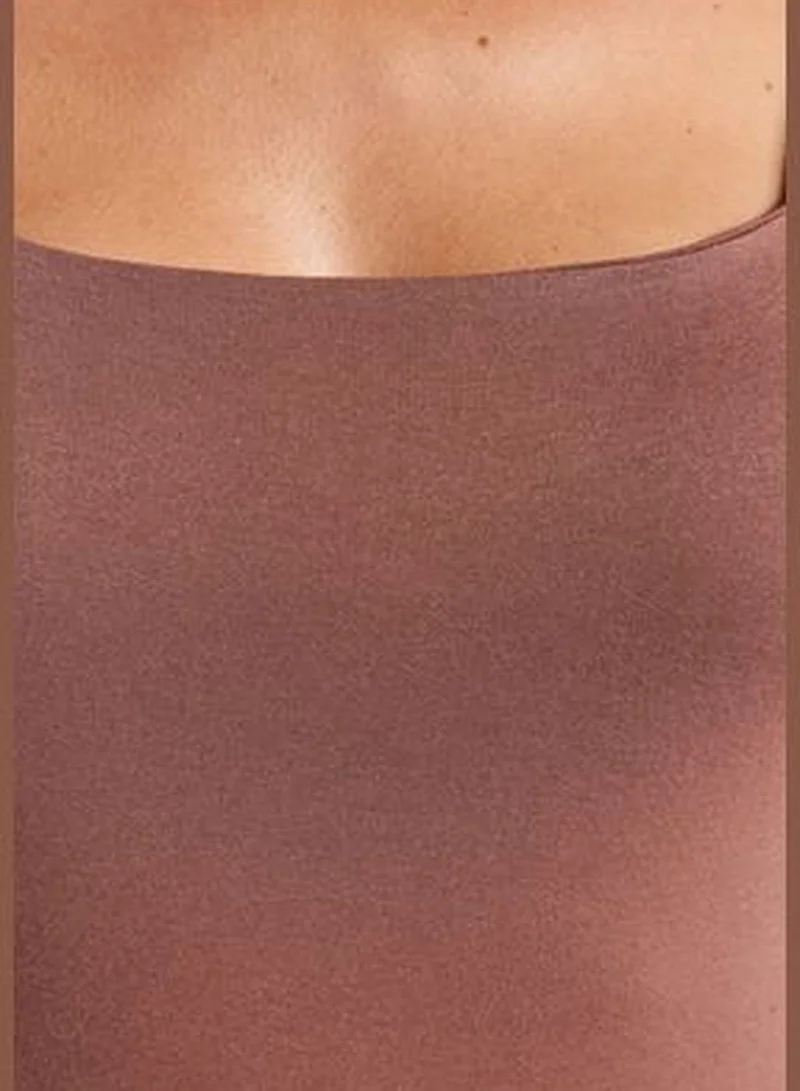 trendyol Mink Square Collar Premium Knitted Body with Snap Snap fastener TWOAW24BD00062