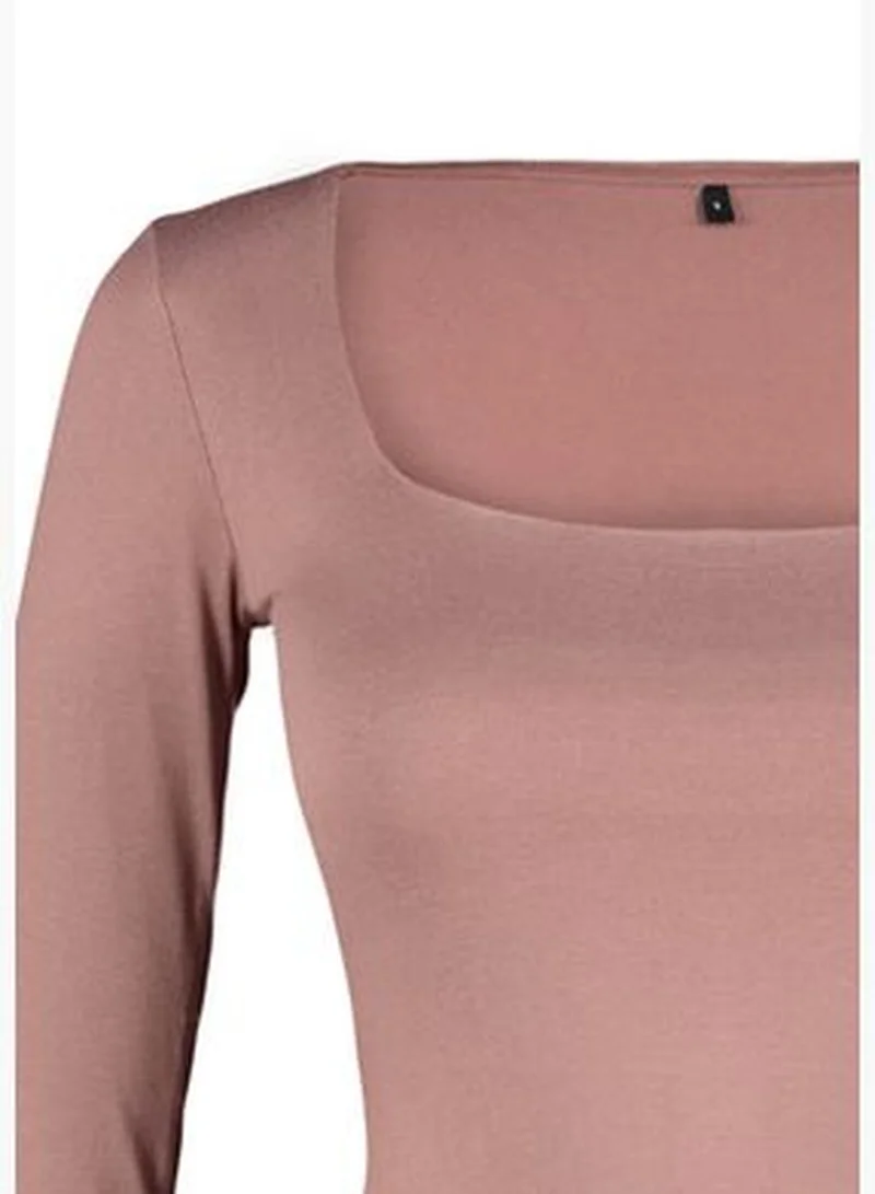 trendyol Mink Square Collar Premium Knitted Body with Snap Snap fastener TWOAW24BD00062