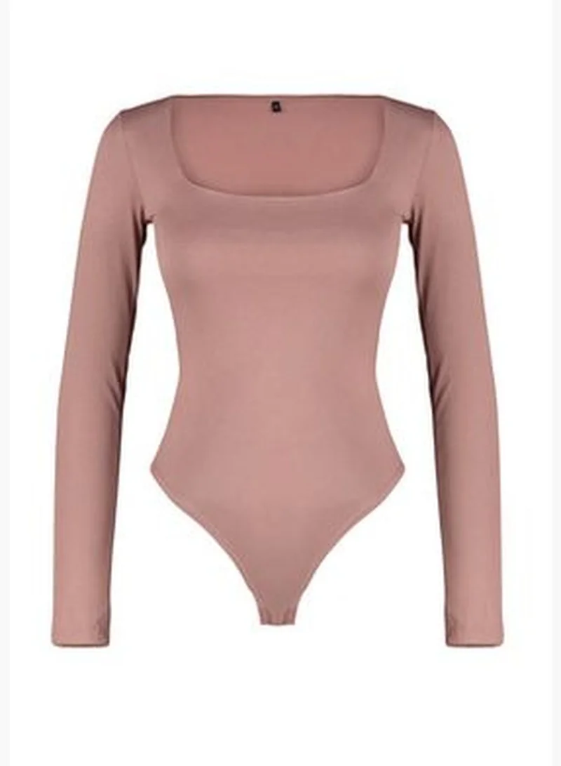 trendyol Mink Square Collar Premium Knitted Body with Snap Snap fastener TWOAW24BD00062