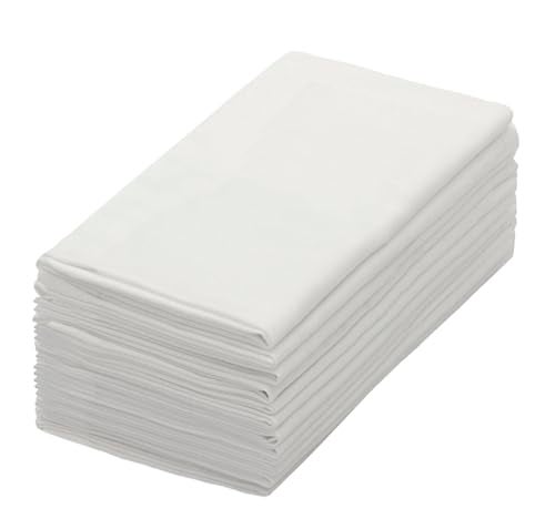 COTTON CRAFT White Dinner Napkins - Set of 12 Classic Pure Cotton Soft Cloth Napkins - Durable Washable Everyday Lunch Brunch Table Restaurant Wedding Party Gift Reusable Napkin - 17 x 17 inches - Image 1