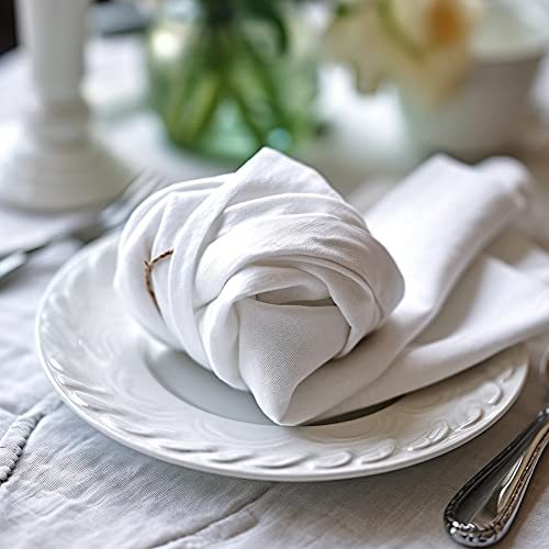 COTTON CRAFT White Dinner Napkins - Set of 12 Classic Pure Cotton Soft Cloth Napkins - Durable Washable Everyday Lunch Brunch Table Restaurant Wedding Party Gift Reusable Napkin - 17 x 17 inches - Image 3
