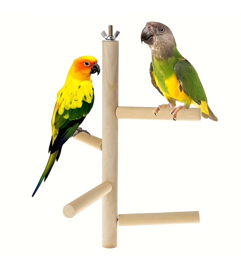 Wooden Pet Parrot Stand Bird Cage Hanging Swing Ladder Bridge Perch Toy Claw Grinding Tools Log Kleur - Image 4