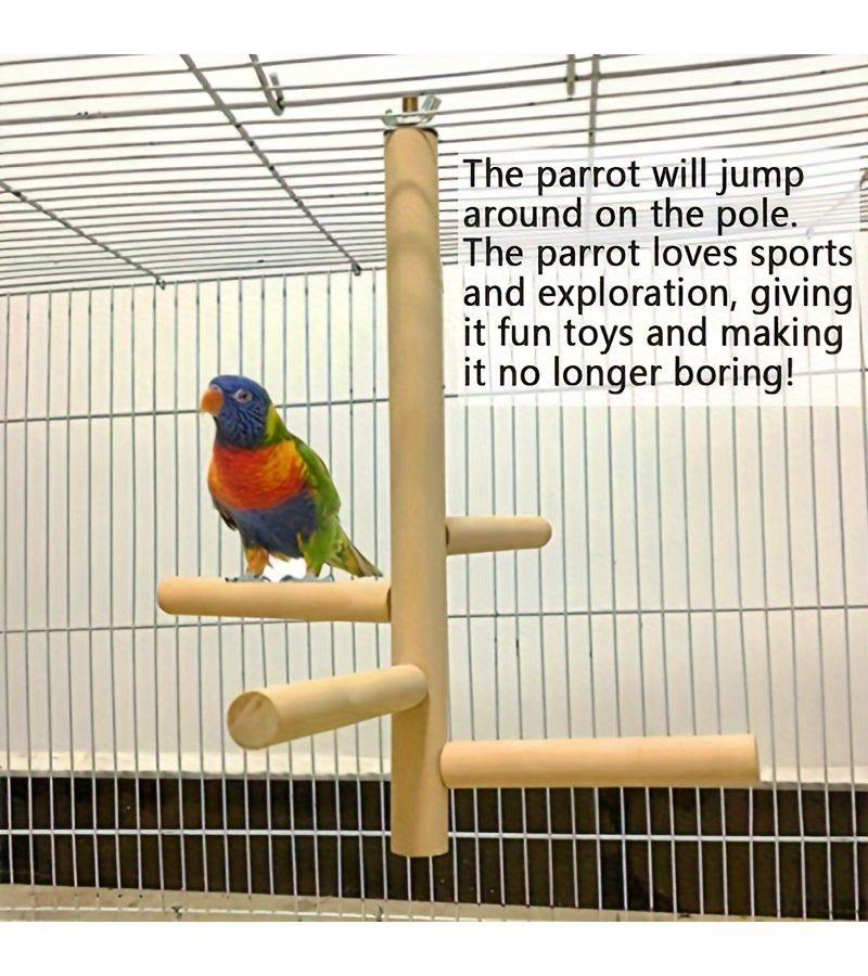 Wooden Pet Parrot Stand Bird Cage Hanging Swing Ladder Bridge Perch Toy Claw Grinding Tools Log Kleur - Image 2
