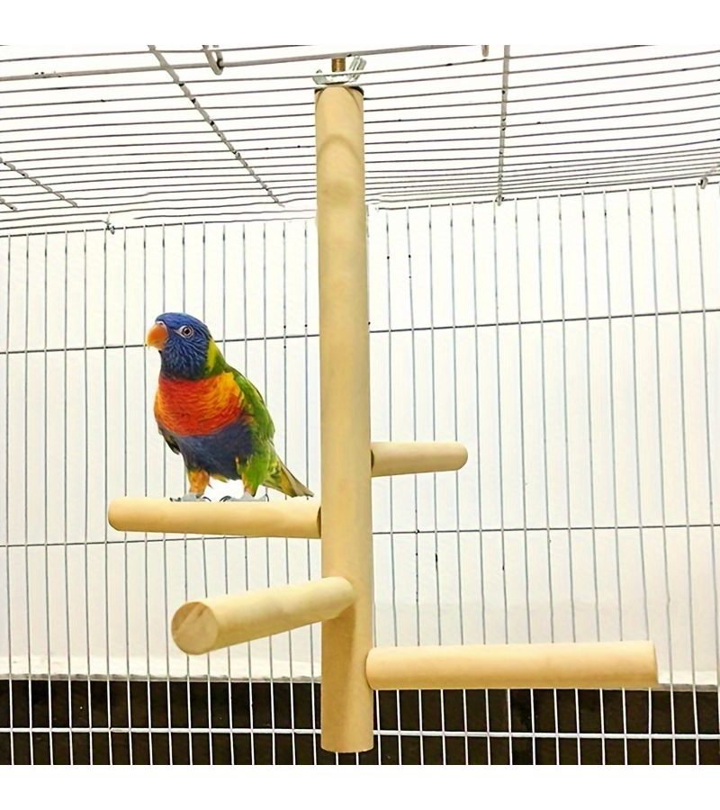 Wooden Pet Parrot Stand Bird Cage Hanging Swing Ladder Bridge Perch Toy Claw Grinding Tools Log Kleur - Image 3