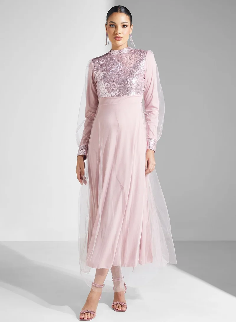 Khizana Sequin Bodice Maxi Dress