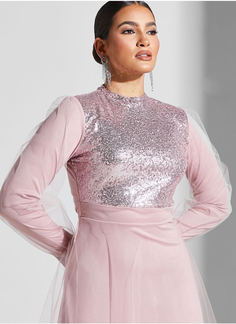 Khizana - Embellished Detail Tulle Dress - Image 1