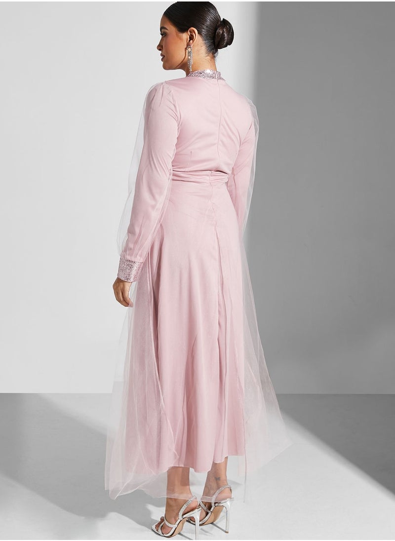 Khizana - Embellished Detail Tulle Dress - Image 1