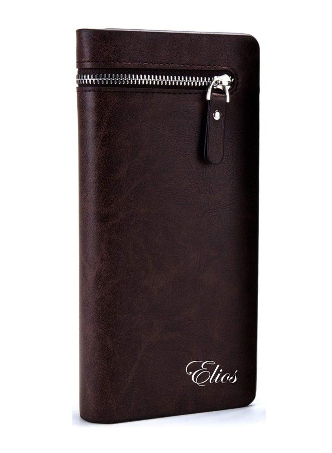 Elios Men and Women Long Zipper Phone Wallet and Card Organizer (Designer Brown) - Image 3