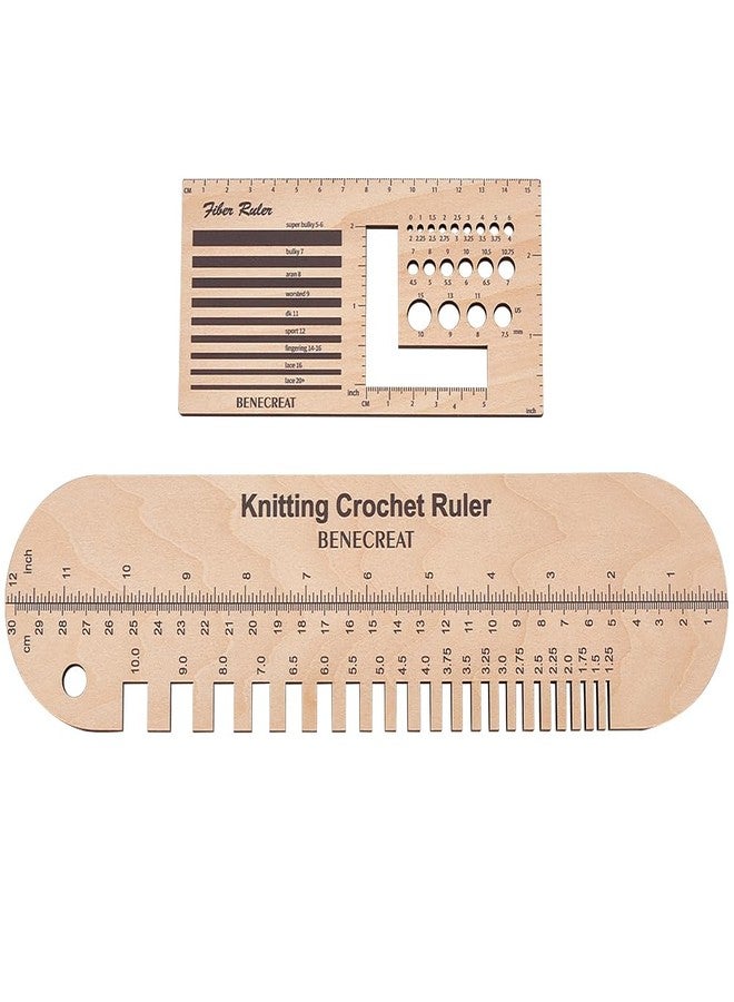 BENECREAT 2Pcs Wooden Sock Knitting Needle Gauge, Oval Rectangle Yarn Wrap Guide Board Wood Spinning Control Card Knitting Tool for Spinners Yarn Measuring Tools Crochet Accessories - Image 1
