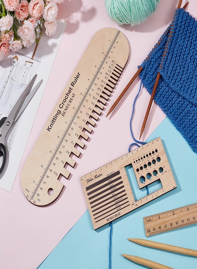 BENECREAT 2Pcs Wooden Sock Knitting Needle Gauge, Oval Rectangle Yarn Wrap Guide Board Wood Spinning Control Card Knitting Tool for Spinners Yarn Measuring Tools Crochet Accessories - Image 4