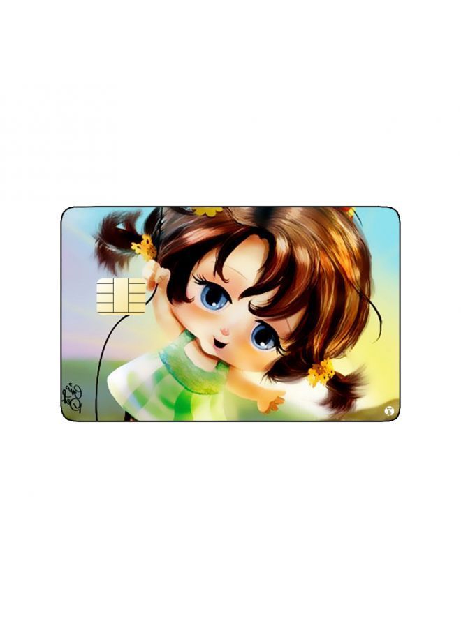 RKN PRINTED BANK CARD STICKER Cute Girl Drawing Wearing Birthday Hat With Balloons - Image 2