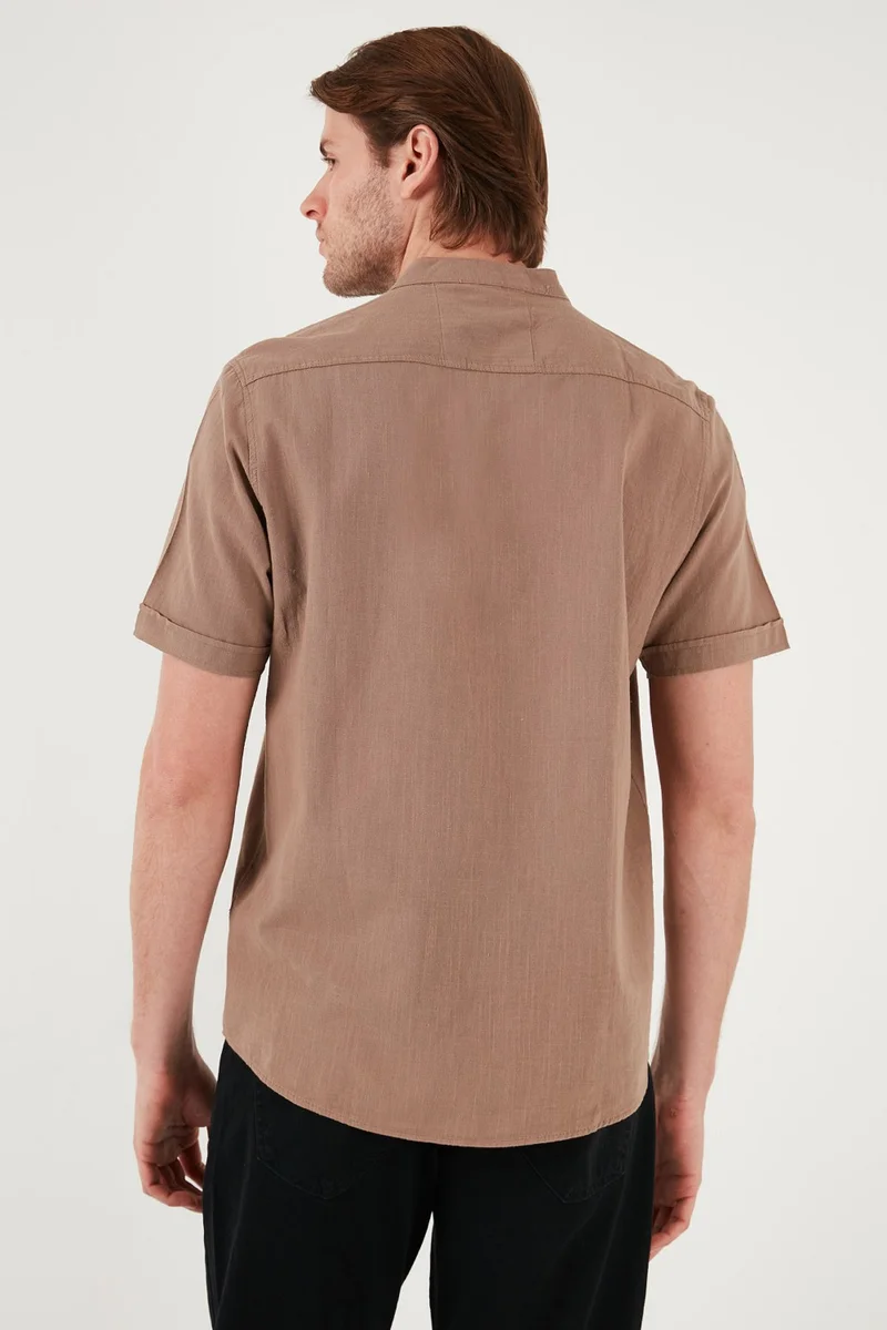 Buratti Cotton Linen Look Judge Collar Short Sleeve Shirt Men's SHIRT CF21S113899
