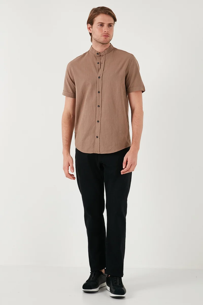 Buratti Cotton Linen Look Judge Collar Short Sleeve Shirt Men's SHIRT CF21S113899