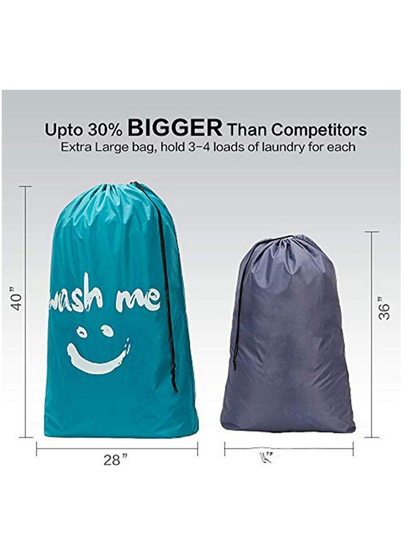 2 Pack XL Wash Me Travel Laundry Bag, Machine Washable Dirty Clothes Organizer, Large Enough to Hold 4 Loads of Laundry, Easy Fit a Laundry Hamper or Basket, Light Blue and Grey Patent Design - Image 4