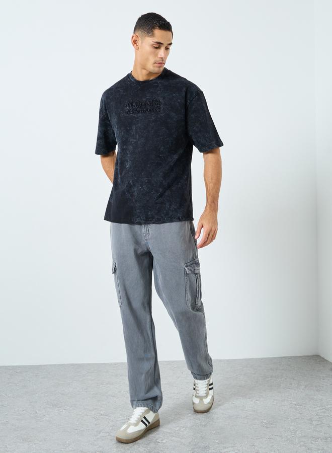 ستايلي تيشيرت فضفاض بطبعة بارزة - Image 2