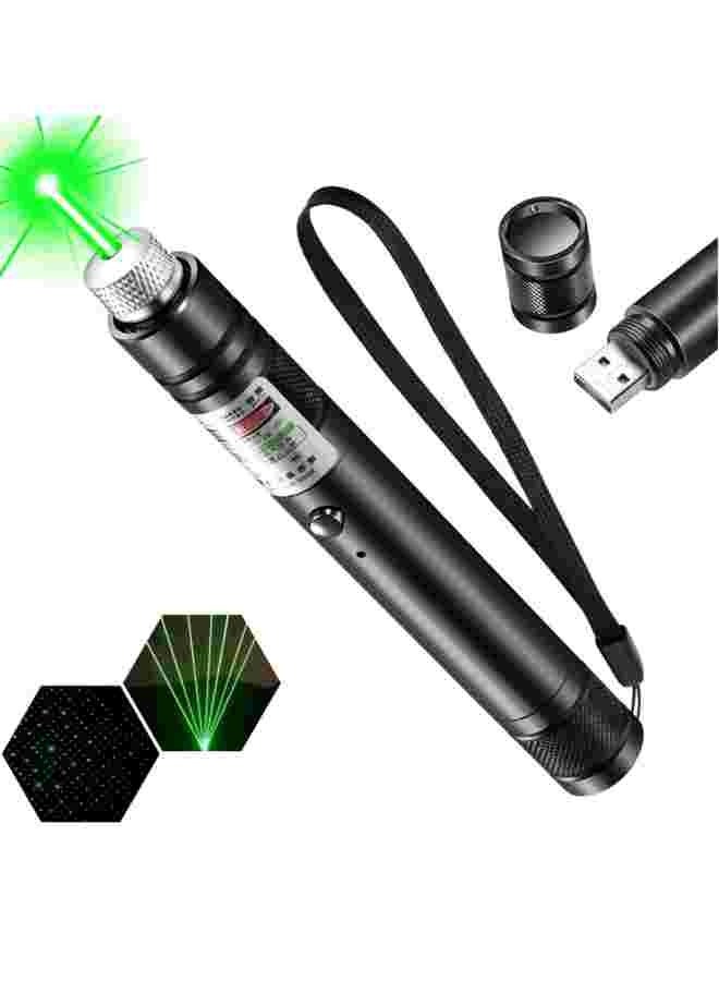 Long Distance Green Laser Pointer, 2000m Laser Pointer High Power Pen, Green Laser Pointer Rechargeable for Hiking, USB Rechargeable, with Star Cap Adjustable Focus, Suitable for Projector - Image 1