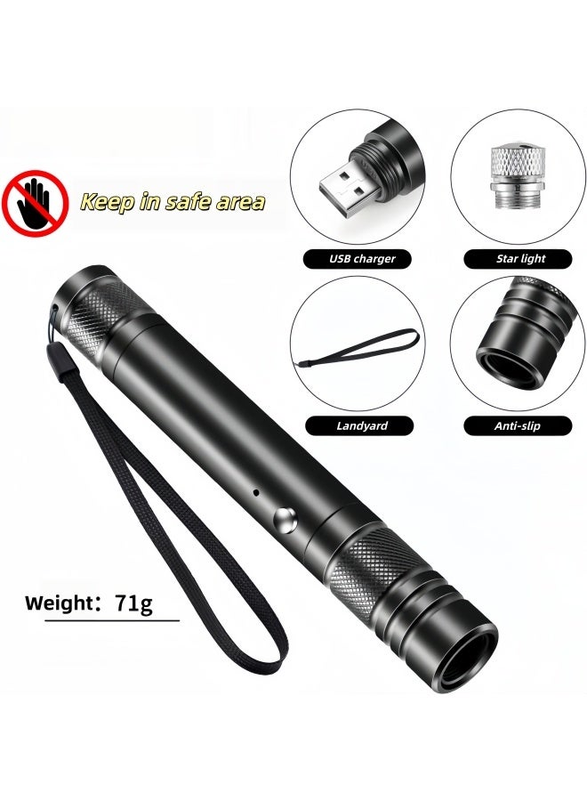 Long Distance Green Laser Pointer, 2000m Laser Pointer High Power Pen, Green Laser Pointer Rechargeable for Hiking, USB Rechargeable, with Star Cap Adjustable Focus, Suitable for Projector - Image 4