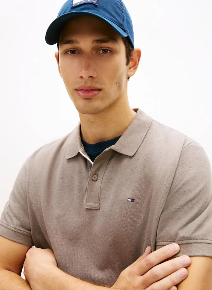 TOMMY JEANS  Tommy Flag Slim Fit Pique Polo Shirt for Men | Best Price UAE