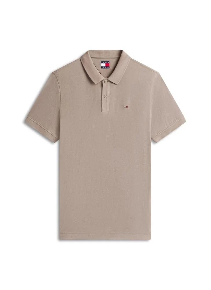 TOMMY JEANS  Tommy Flag Slim Fit Pique Polo Shirt for Men | Best Price UAE