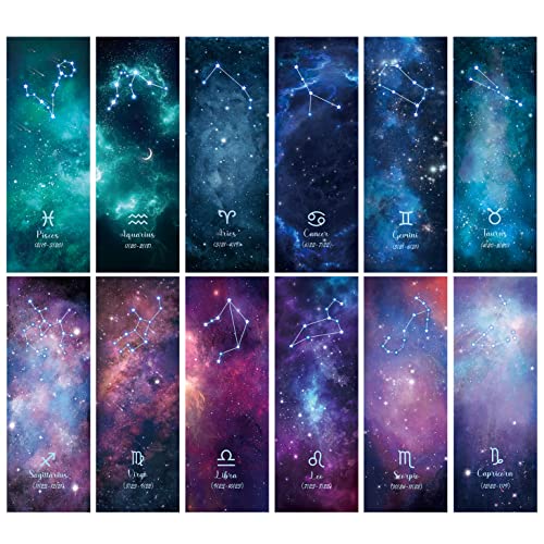 VOCHIC 12 Pcs Personalised Space Starry Night Bookmarks, Bulk Book Marks for Women/Men, Unique Zodiac Constellaion Bookmark for Book Lovers, Cool Book Mark for Adults,Kids,Teachers,Students,Reading Present - Image 2