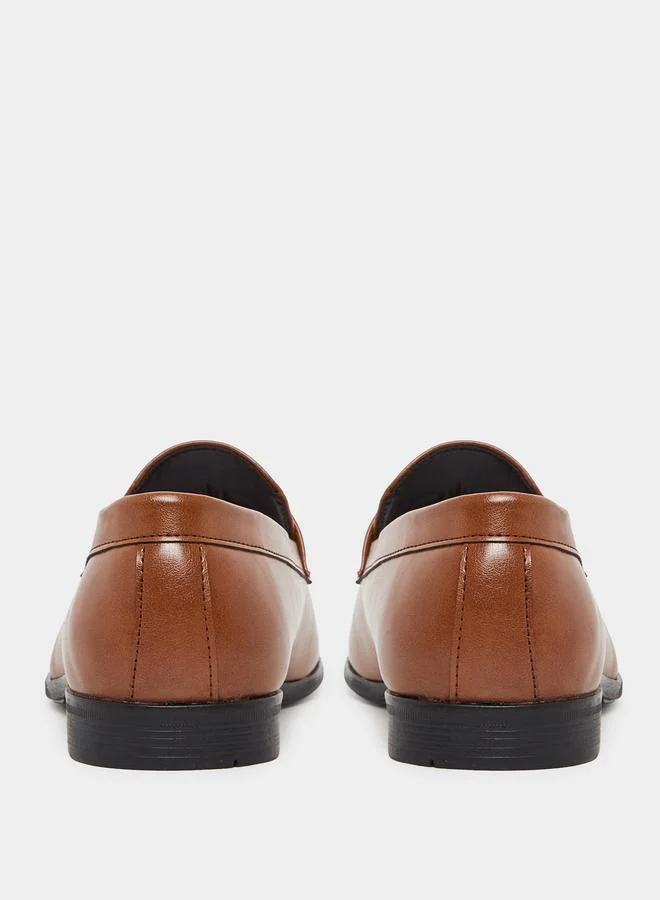 Styli  Brown Textured Slip-On Loafers for Men | Best Price UAE