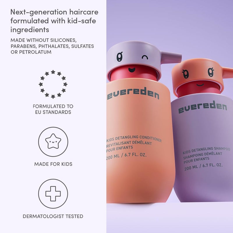 Evereden Kids Haircare Set: Hair Detangling Shampoo & Conditioner for Children Ages 3+, Plant Protein Peptides & Argan Oil, Vegan, Free from Sulfate, Paraben, Phthalate & Petrolatum - Image 5