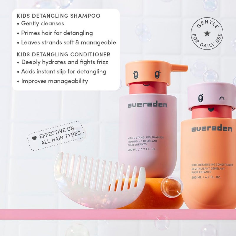Evereden Kids Haircare Set: Hair Detangling Shampoo & Conditioner for Children Ages 3+, Plant Protein Peptides & Argan Oil, Vegan, Free from Sulfate, Paraben, Phthalate & Petrolatum - Image 3