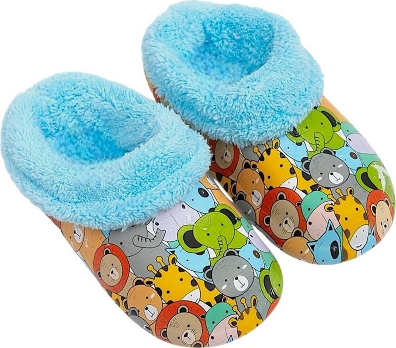 Liger Furry Inside Eva Outside Kids Home Nursery School Street Slippers Blue  - Image 1