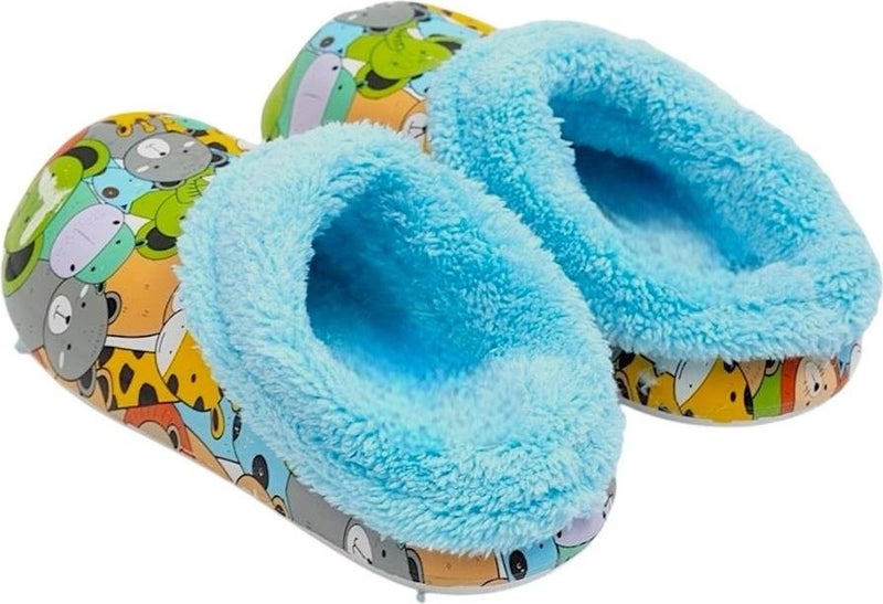 Liger Furry Inside Eva Outside Kids Home Nursery School Street Slippers Blue  - Image 3