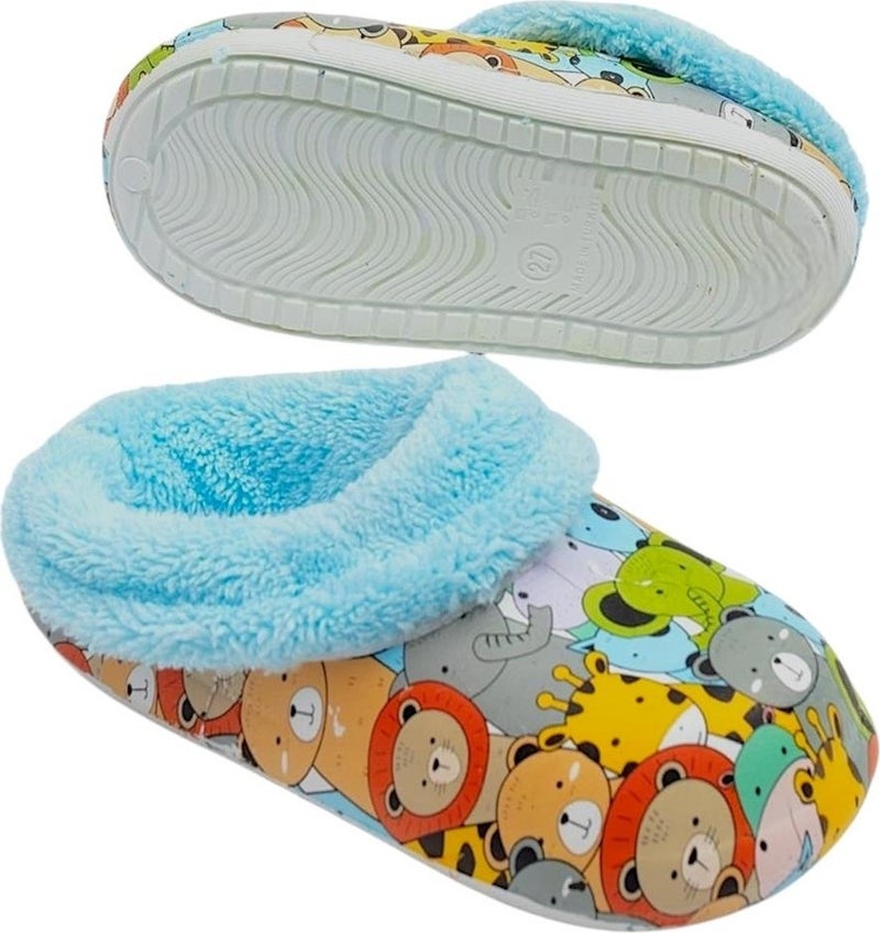 Liger Furry Inside Eva Outside Kids Home Nursery School Street Slippers Blue  - Image 4