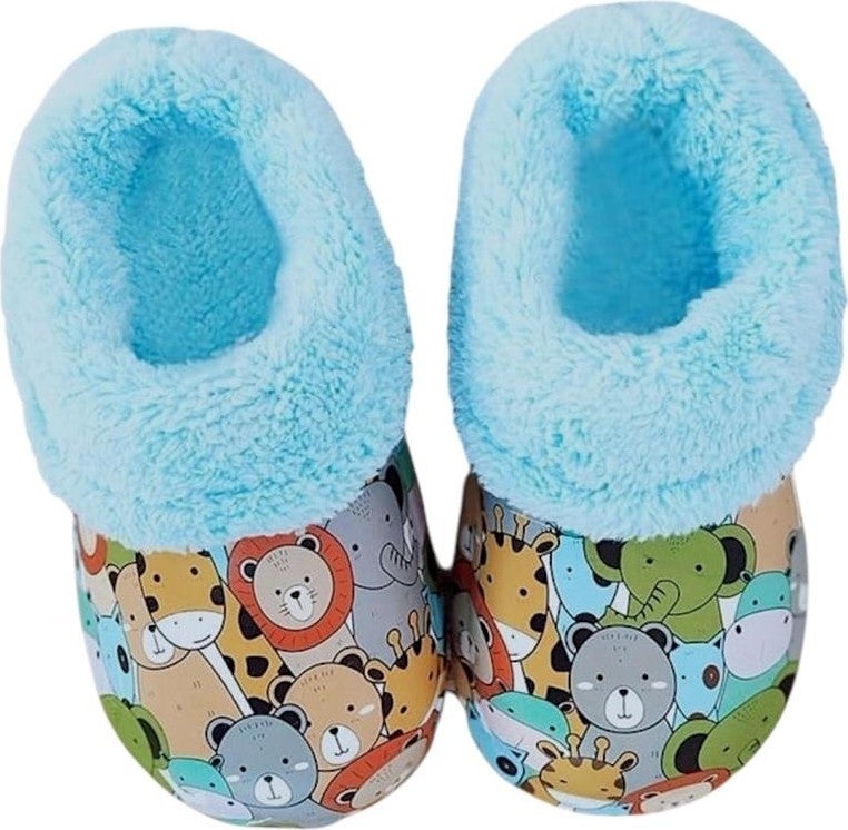 Liger Furry Inside Eva Outside Kids Home Nursery School Street Slippers Blue  - Image 5